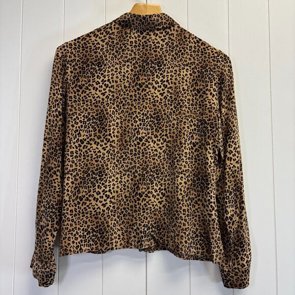 Vintage Cohort X Womens Old Money Mob Wife Silk Leopard Print Top Size S Classic - Picture 2 of 10